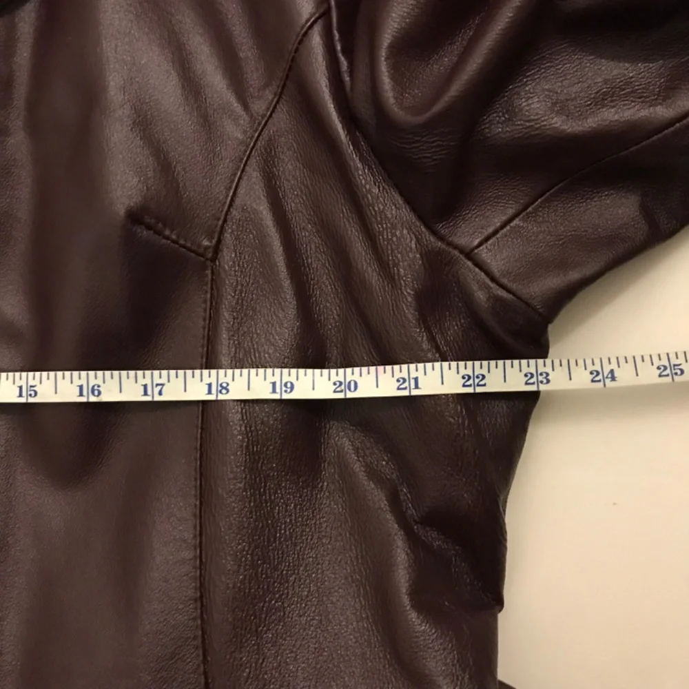 Vintage 90s Women Oscar Piel Dark Burgundy Genuine 100% Leather Jacket Coat 2XL - Picture 12 of 13